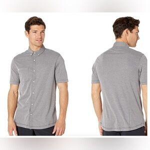 Linksoul Hybrid Oxford Button Down Shirt Size Gray Golf Pocket Logo Men’s Size M